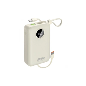 Батарея универсальная Dudao 20000mAh K14+ 22.5W, PD, QC, USB-A, USB-C(In/Out), with built-in USB-C/Lightning cables, White (6977196680023) изображение 1