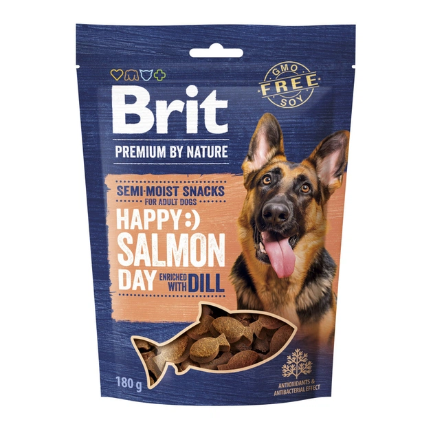 Лакомство для собак Brit Premium Semi-moist Snacks Salmon with Dill полувлажные с лососем и укропом 180 г (8595602573936) - изображение 1