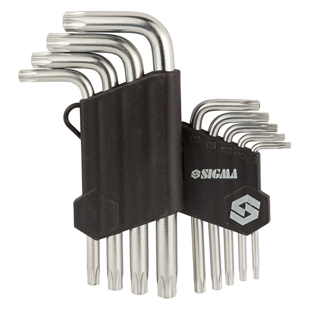 Ключ Sigma набір TORX 9шт T10-T50 CrV, короткі з отвором (4022211) - picture 4