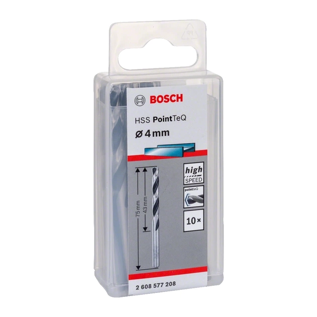 Свердло Bosch по металу HSS-PointTeQ, 4х43х75мм, 10шт (2.608.577.208) - picture 2