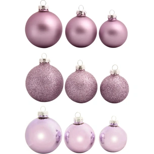 Ялинкова іграшка House Of Seasons Скляні кульки 26 шт D7 см D6 см D5 см Бузкові (8720362102854) picture 1