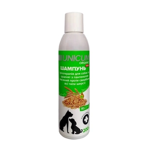 Шампунь для тварин Unicum ORGANIC для собак з пантенолом та екстрактом вівса 200 мл (4820150206253) зображення 1