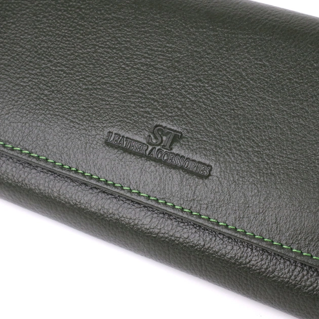 Гаманець ST Leather З натуральної шкіри Зелений (23066) - изображение 5