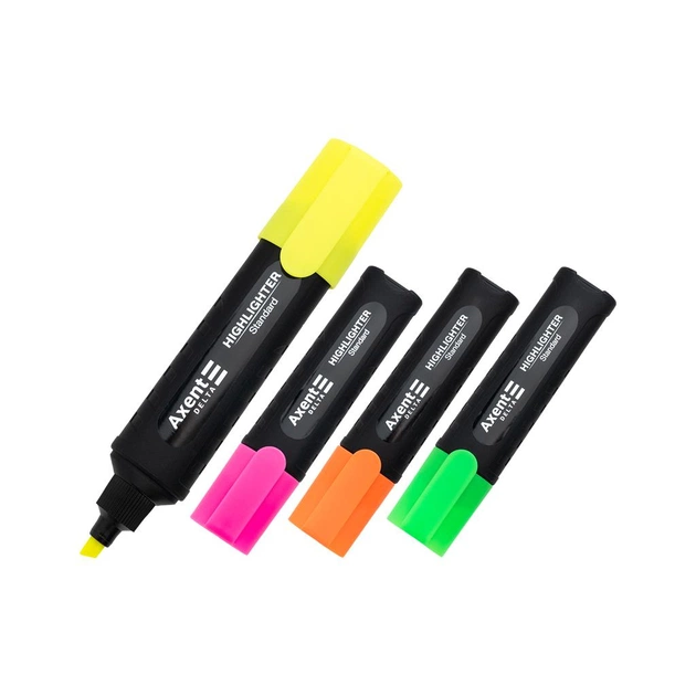 Набор маркеров Axent Highlighter Standard D2505, 1-5 мм клиноп, 4 цвета (D2505-40) - изображение 1