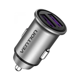 Зарядний пристрій Vention 2USB-A 30W QC3.0 Gray Mini Style Aluminium Alloy Type (FFEH0) зображення 1