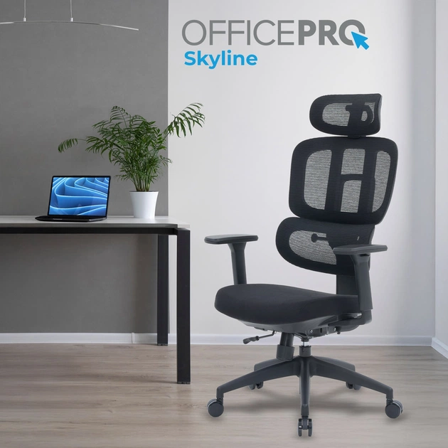 Крісло офісне OfficePro Skyline OC580-B-B-B Black - зображення 7