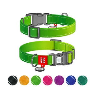 Нашийник для тварин WAUDOG Nylon Mono з QR паспортом, пластиковий фастекс XL салатовий (52165) зображення 1