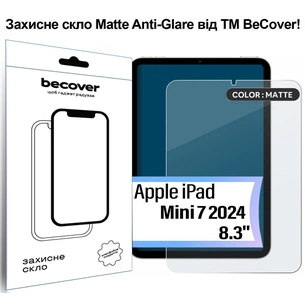 Скло захисне BeCover Matte Anti-Glare Apple iPad Mini 7 2024 (713703) изображение 1