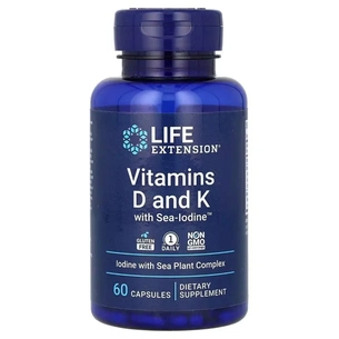 Вітамін Life Extension Вітамін D і K з морським йодом, Vitamins D and K with Sea-Iodine, 60 капсу (LEX-20406) зображення 1