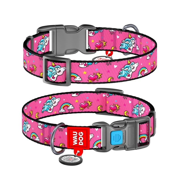 Нашийник для тварин WAUDOG Nylon з QR паспортом "Єдиноріг" пластиковий фастекс XXL (284-0013) - picture 1