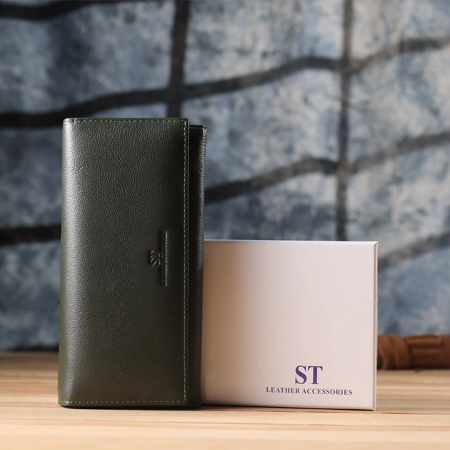 Гаманець ST Leather З натуральної шкіри Зелений (23067) - изображение 12