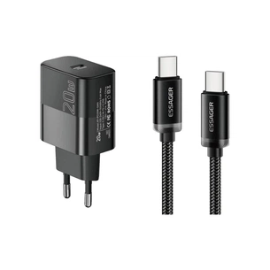 Зарядний пристрій Essager USB-C PD20W + cable USB-C to USB-C 60W black (E20JSB1-SYTT1-T) зображення 1