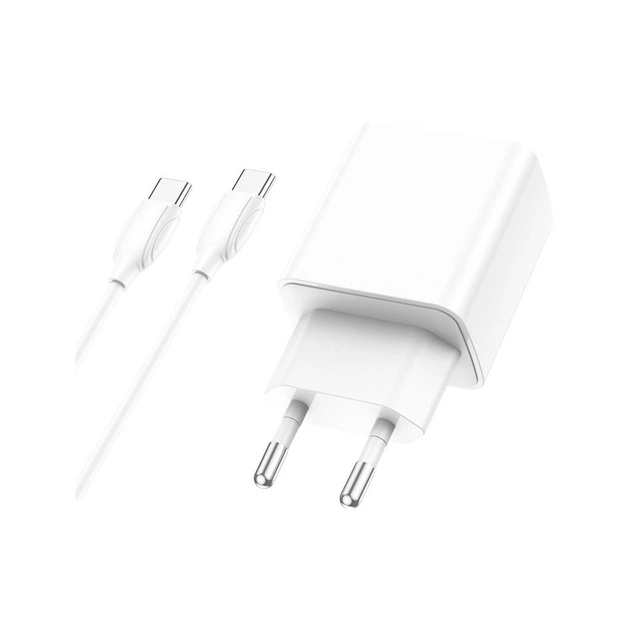 Зарядний пристрій BOROFONE BA67A charger set (Type-C to Type-C) White (BA67ACCW) - зображення 1
