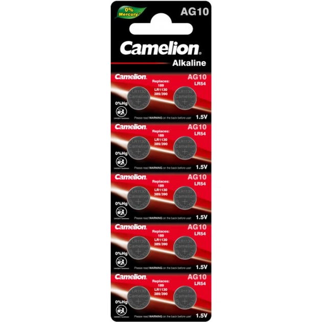 Батарейка AG10 / LR1130 / LR54 / V10GA Alkaline * 10 Camelion (AG10-BP10) - изображение 1
