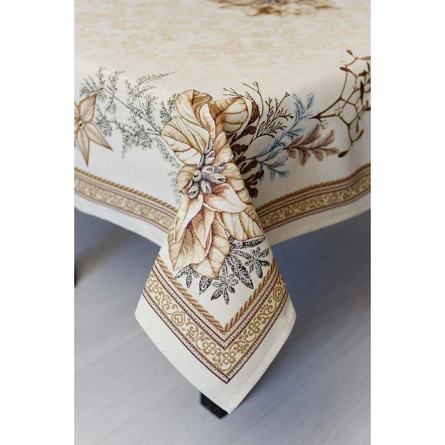 Скатертина Прованс гобеленова з велюром Золоте свято 135х220 см (036319) - picture 3