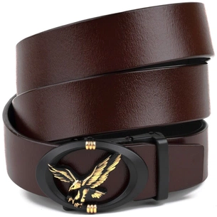 Ремінь Vintage Чоловічий з пряжкою автомат з силуетом орла Коричневий (20298) зображення 1