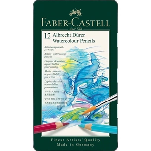 Карандаши цветные Faber-Castell Albrecht Drer акварельні , 12 кольорів в металевій коробці, (117512) (15437) изображение 1