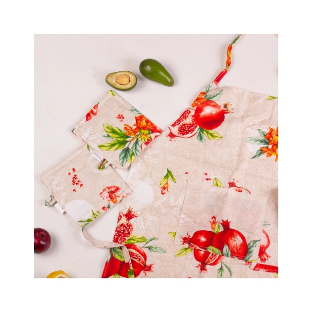 Фартух MirSon Набір №215 - Garnet дві прихватки + дві рукавички-прихватки + фартух (2200006754367) - picture 3