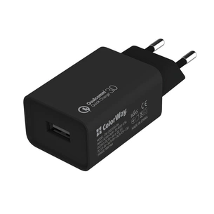 Зарядний пристрій ColorWay 1USB Quick Charge 3.0 (18W) black (CW-CHS013Q-BK) зображення 1