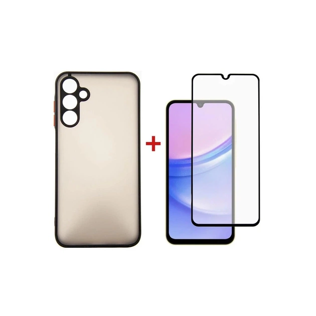 Чохол до мобільного телефона Dengos Kit for Samsung Galaxy A15 case + glass (Black) (DG-KM-69) - зображення 1