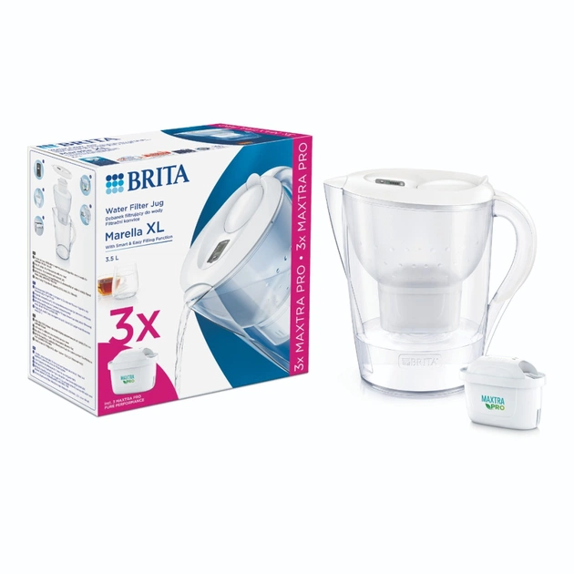 Фільтр-глечик Brita Marella XL Memo MXPro 3.5л (2л води) з фільтр-картриджем 3шт, білий (1052782) - picture 7