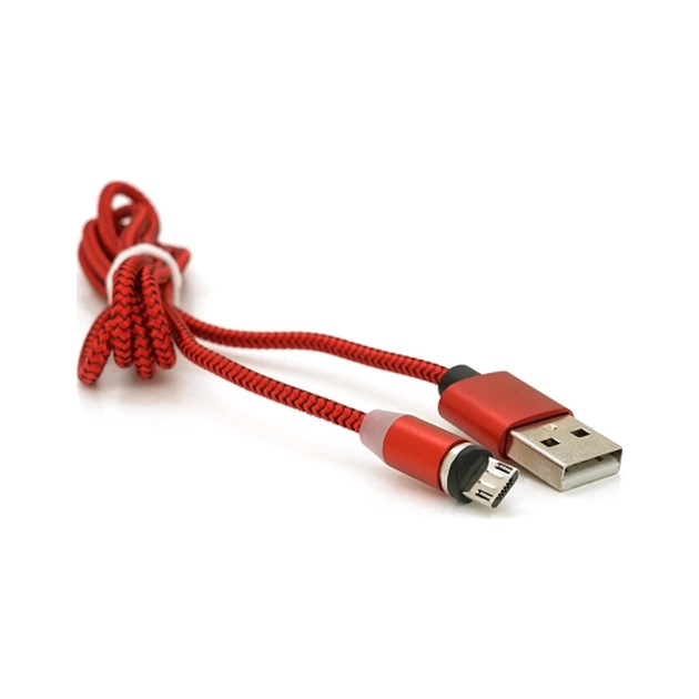 Дата кабель USB 2.0 to Micro 5P 1.0m 2A magnetic nylon red PiPo (18164) - изображение 1