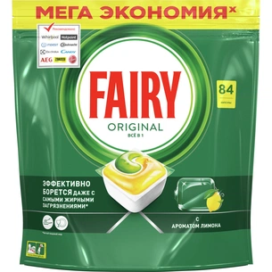 Таблетки для посудомийних машин Fairy Все-в-1 Original Лимон 84 шт. (8001090016003) зображення 1