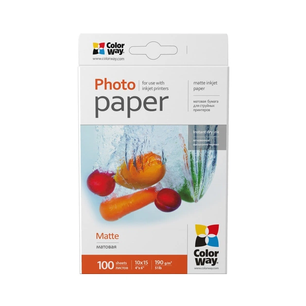 Фотопапір ColorWay 10x15 190г matte, 100с (PM1901004R) - picture 1
