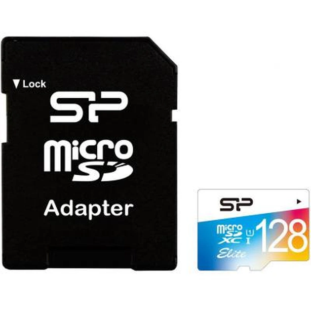 Карта пам'яті Silicon Power 128GB microSD class10 UHS-I Elite COLOR (SP128GBSTXBU1V20SP) - зображення 1