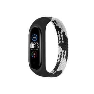 Ремінець до фітнес браслета BeCover Elastic Nylon Style для Xiaomi Mi Smart Band 5/6 (Size M) Black-White (706147) зображення 1