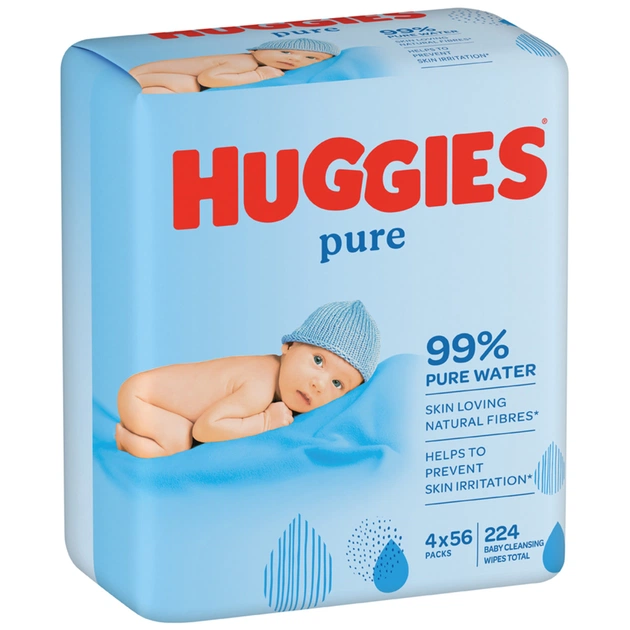 Детские влажные салфетки Huggies Pure 56 х 4 шт (5029053550121) - изображение 1