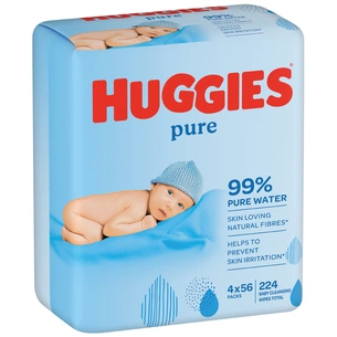 Дитячі вологі серветки Huggies Pure 56 х 4 шт (5029053550121) зображення 1