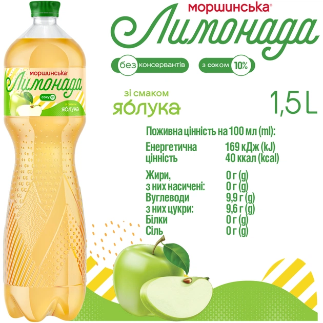 Напій Моршинська соковмісний Лимонада зі смаком Яблука 1.5 л (4820017002882) - picture 6