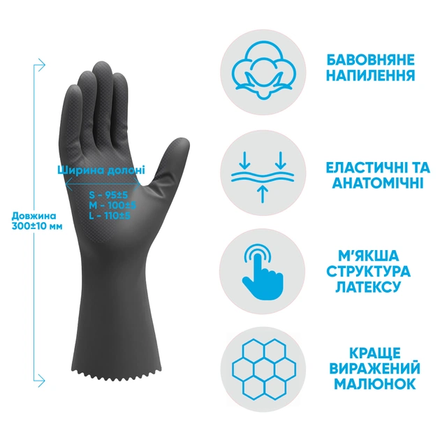 Рукавички господарські Добра Господарочка Black&White Латексні Розмір S (4820086523790) - picture 3