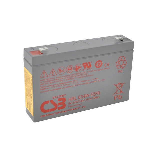 Батарея до ДБЖ CSB HRL634WF2FR 6V 9Ah (HRL634WF2FR) - зображення 1