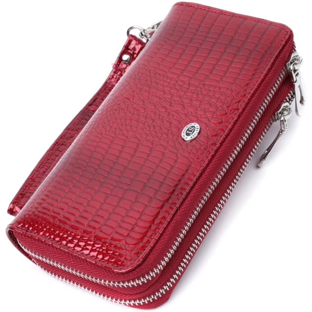 Гаманець ST Leather З лакованої натуральної шкіри Червоний (22692) - picture 1