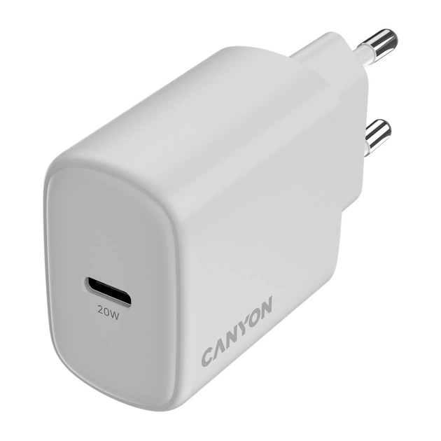 Зарядное устройство Canyon OnCharge 200 20W 1xPD EU White (CNE-CHA200-01) - изображение 1