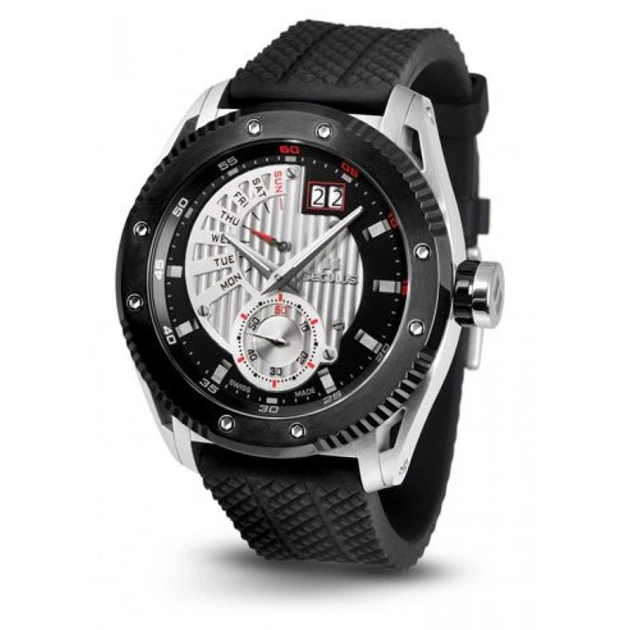 Наручний годинник Seculus 9535.2.7004P black-white, ss-ipb, black silicon - зображення 1