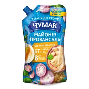 Соус Чумак Майонез Провансаль 67% 500 г (4823096008462) зображення 1