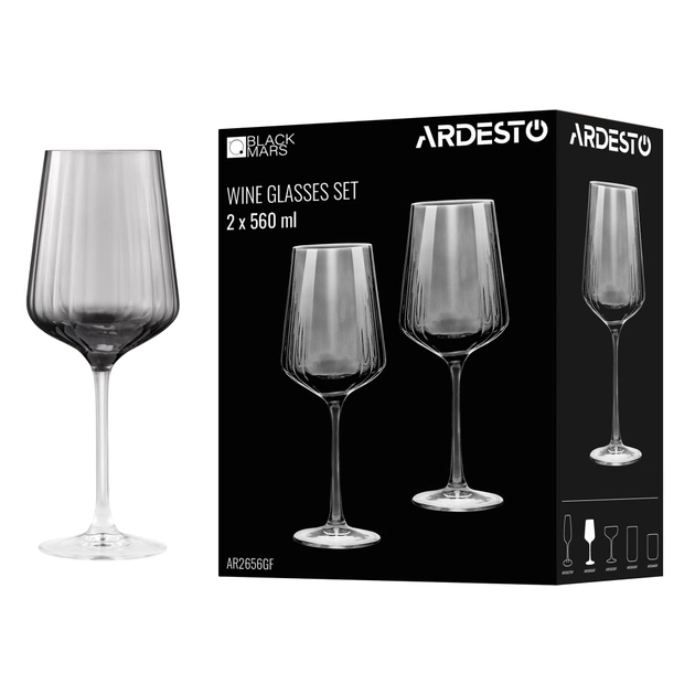 Набір келихів Ardesto Black Mars Alcor 560мл, 2шт, скло, сірий (AR2656GF) - picture 3