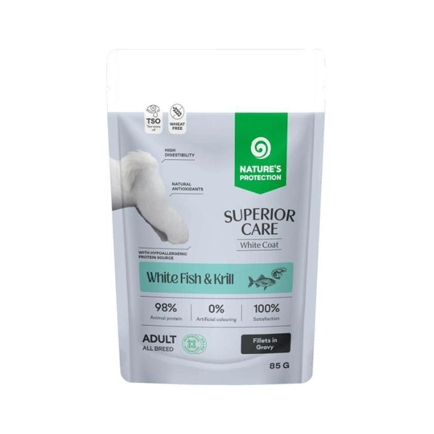 Вологий корм для собак Nature's Protection Superior Care White Dogs Grain Free Adult All White Fish and Krill 85 г (NPSC70465) - зображення 1