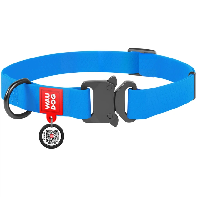 Нашийник для тварин WAUDOG Waterproof з QR паспортом S Ш 15 мм Д 23-35 см(блакитний) (28002) - зображення 1