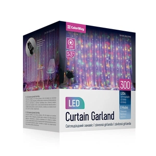 Світлодіодна гірлянда ColorWay (CW-GW-300L33VMC) штора 300LED, 3м, різнокольорова, 220V зображення 1
