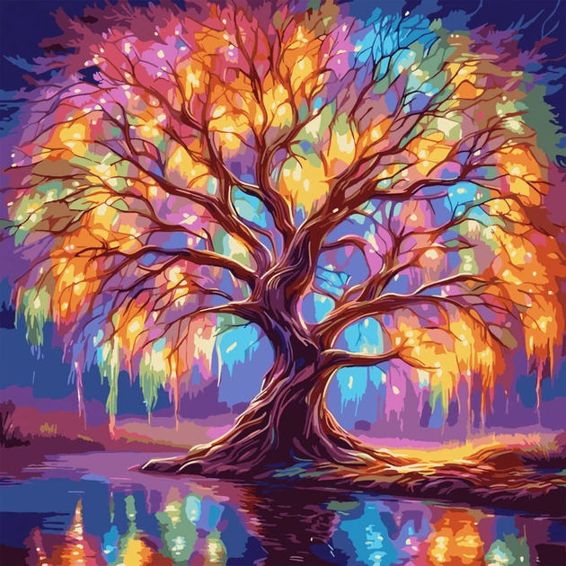 Картина по номерам Santi Казкове дерево, 40*40см, LED (955071) - изображение 1