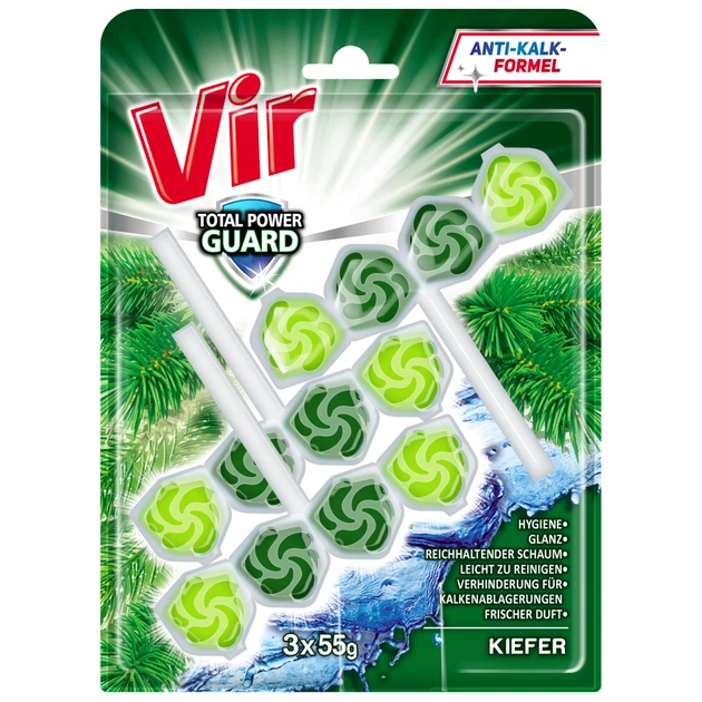Туалетний блок Vir Total Power Guard Хвоя 3x55 г (3801003002186) - зображення 1