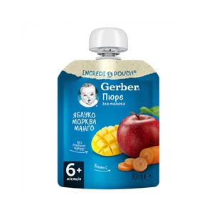 Дитяче пюре Gerber Яблуко, морква, манго 90 г (1227031) зображення 1