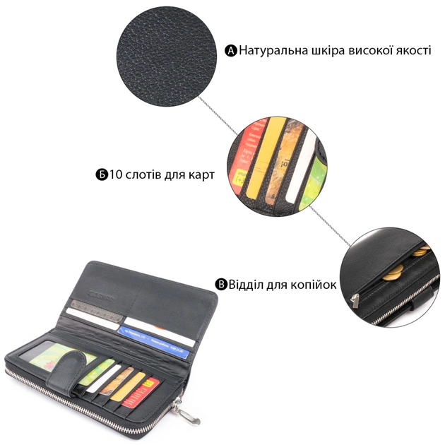 Кошелек ST Leather Из кожи унисекс Черный (19300) - изображение 4