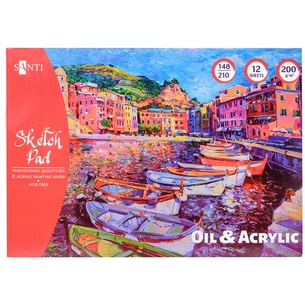 Альбом для малювання Santi для ескізів олійними і акриловими фарбами А5, 12 аркушів (742549) зображення 1