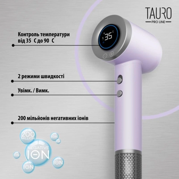Фен для тварин Tauro Pro Line з технологією генерації негативних іонів з вилкою ЄС темно-фіолетовий (TPL70275) - picture 5