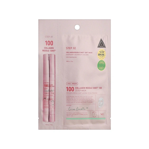 Маска для обличчя VT Cosmetics Cosmetics Reedle Shot Collagen Reedle Shot 100 2 Step Mask Двоетапна зволожувальна 1.5 г + 25 г (8803463010027) - зображення 1